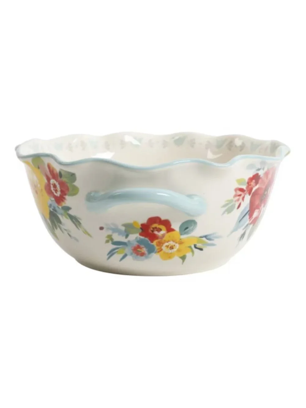 The Pioneer Woman Multicolor Romance Blossom Ceramic Serving Bowl with Handles
